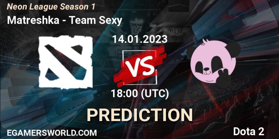 Matreshka contre Team Sexy : prédiction de match. 15.01.2023 at 15:08. Dota 2, Neon League Season 1