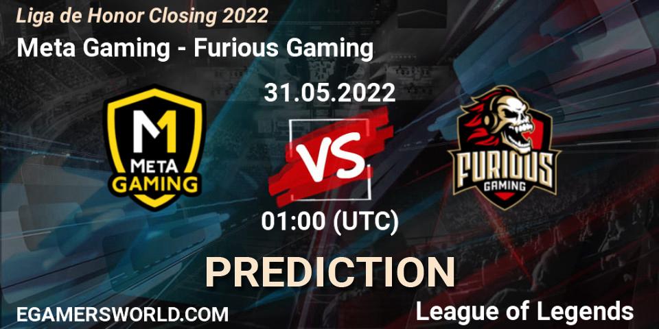 Meta Gaming contre Furious Gaming : prédiction de match. 31.05.2022 at 01:00. LoL, Liga de Honor Closing 2022