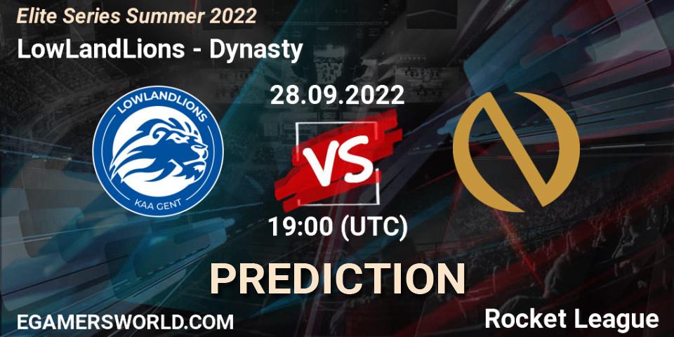 LowLandLions contre Dynasty : prédiction de match. 28.09.2022 at 19:00. Rocket League, Elite Series Summer 2022
