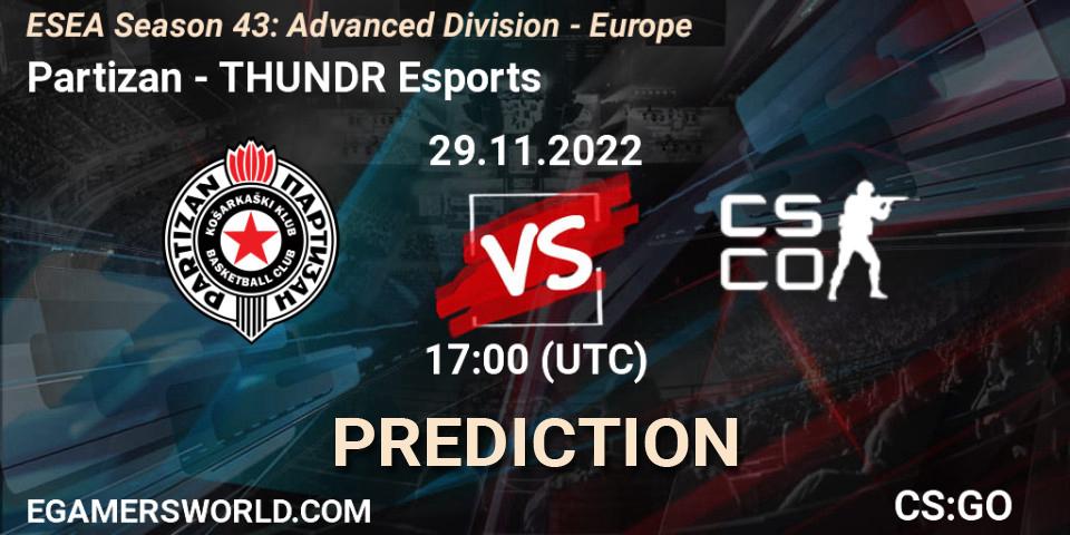 Partizan contre THUNDR Esports : prédiction de match. 29.11.22. CS2 (CS:GO), ESEA Season 43: Advanced Division - Europe