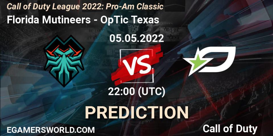 Florida Mutineers contre OpTic Texas : prédiction de match. 05.05.22. Call of Duty, Call of Duty League 2022: Pro-Am Classic