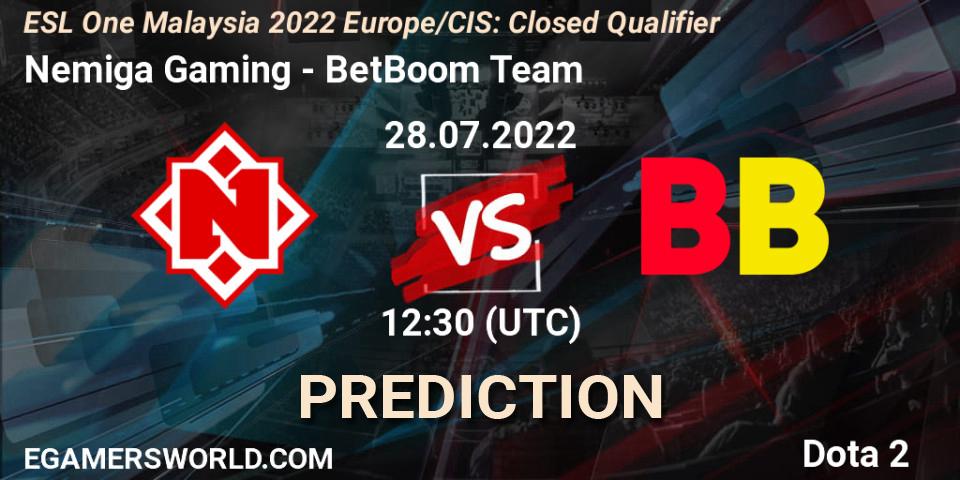 Nemiga Gaming contre BetBoom Team : prédiction de match. 28.07.22. Dota 2, ESL One Malaysia 2022 Europe/CIS: Closed Qualifier