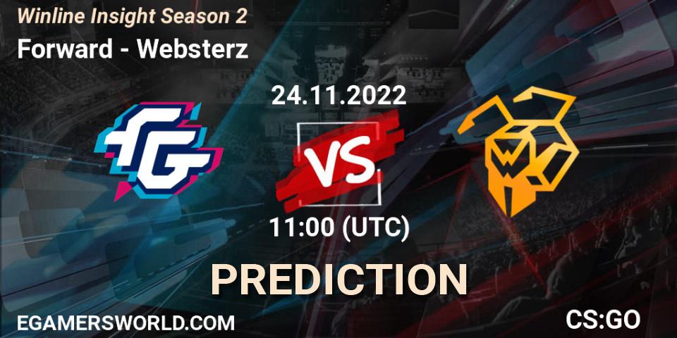 Forward contre Websterz : prédiction de match. 24.11.2022 at 11:00. Counter-Strike (CS2), Winline Insight Season 2
