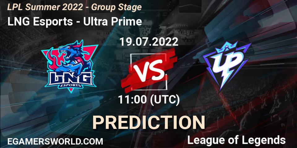 LNG Esports contre Ultra Prime : prédiction de match. 19.07.2022 at 12:00. LoL, LPL Summer 2022 - Group Stage