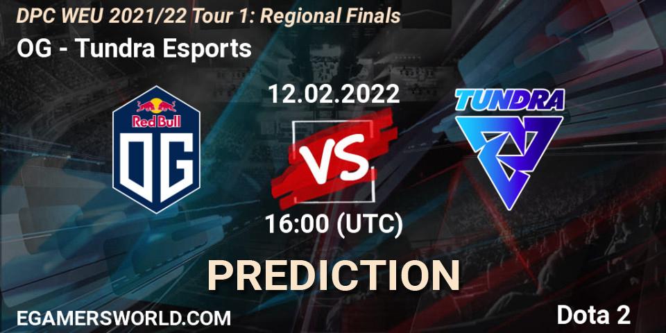 OG contre Tundra Esports : prédiction de match. 12.02.2022 at 15:55. Dota 2, DPC WEU 2021/22 Tour 1: Regional Finals