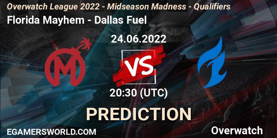 Florida Mayhem contre Dallas Fuel : prédiction de match. 24.06.2022 at 20:30. Overwatch, Overwatch League 2022 - Midseason Madness - Qualifiers