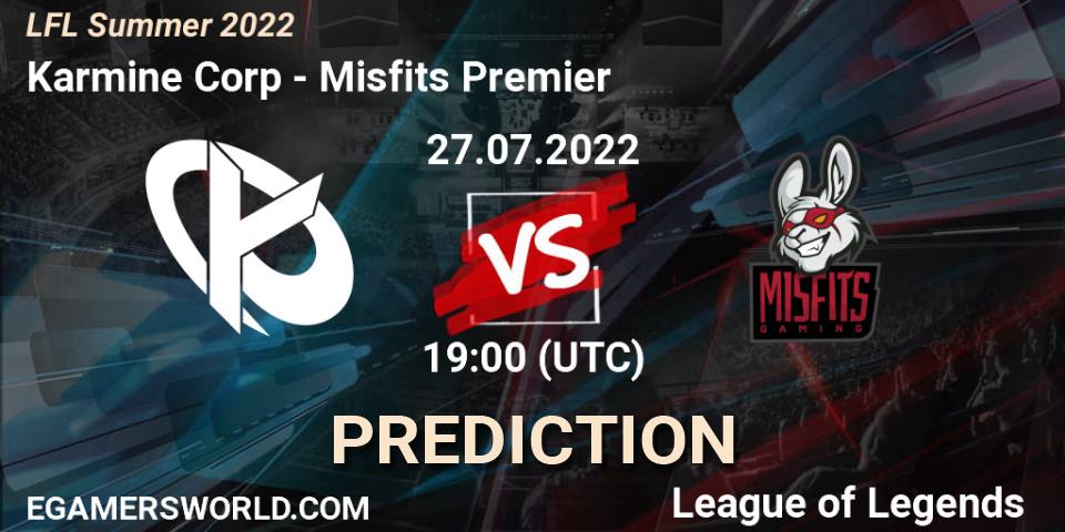 Karmine Corp contre Misfits Premier : prédiction de match. 27.07.22. LoL, LFL Summer 2022