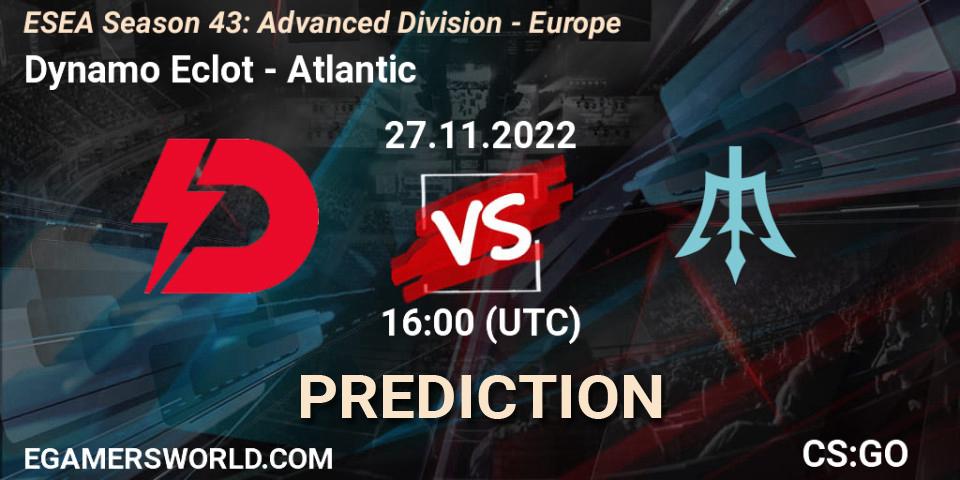 Dynamo Eclot contre Atlantic : prédiction de match. 27.11.22. CS2 (CS:GO), ESEA Season 43: Advanced Division - Europe