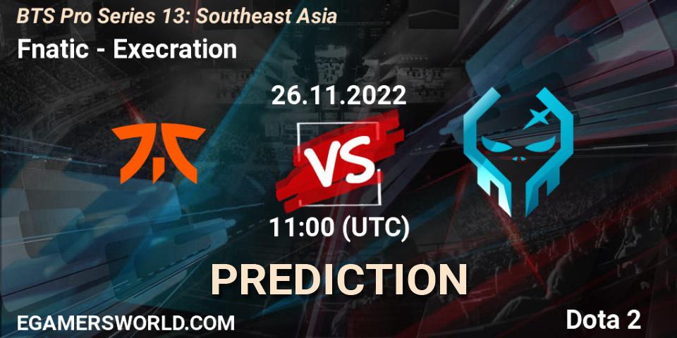 Fnatic contre Execration : prédiction de match. 26.11.22. Dota 2, BTS Pro Series 13: Southeast Asia