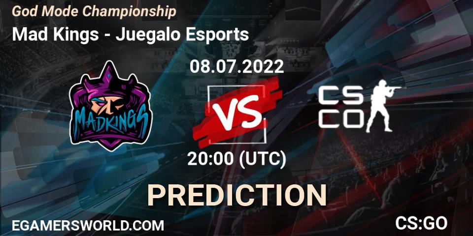 Mad Kings contre Juegalo Esports : prédiction de match. 08.07.2022 at 20:00. Counter-Strike (CS2), God Mode Championship