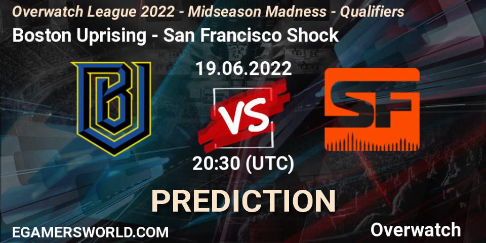 Boston Uprising contre San Francisco Shock : prédiction de match. 19.06.2022 at 20:30. Overwatch, Overwatch League 2022 - Midseason Madness - Qualifiers