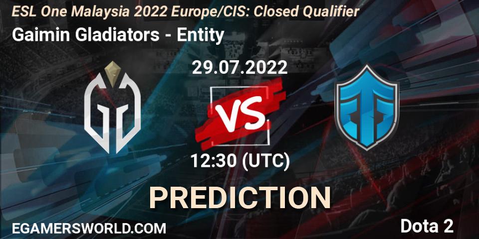 Gaimin Gladiators contre Entity : prédiction de match. 29.07.2022 at 12:31. Dota 2, ESL One Malaysia 2022 Europe/CIS: Closed Qualifier