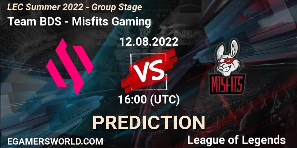 Team BDS contre Misfits Gaming : prédiction de match. 12.08.22. LoL, LEC Summer 2022 - Group Stage