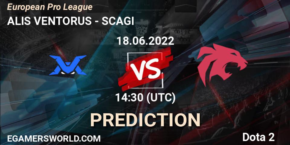 ALIS VENTORUS contre SCAGI : prédiction de match. 18.06.2022 at 14:33. Dota 2, European Pro League