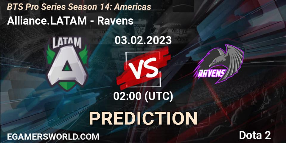 Alliance.LATAM contre Ravens : prédiction de match. 03.02.23. Dota 2, BTS Pro Series Season 14: Americas