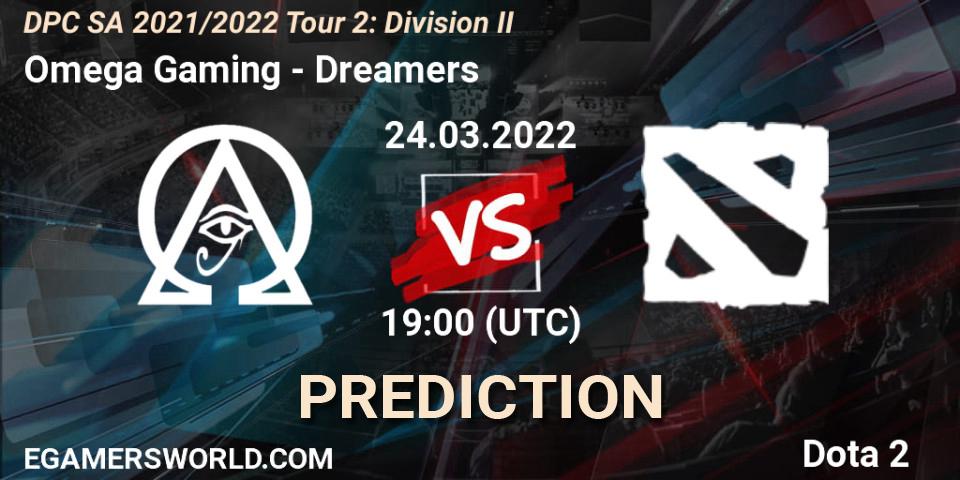 Omega Gaming contre Dreamers : prédiction de match. 24.03.2022 at 19:00. Dota 2, DPC 2021/2022 Tour 2: SA Division II (Lower)
