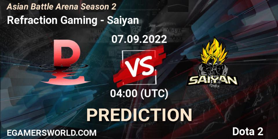 Refraction Gaming contre Saiyan : prédiction de match. 07.09.2022 at 04:28. Dota 2, Asian Battle Arena Season 2