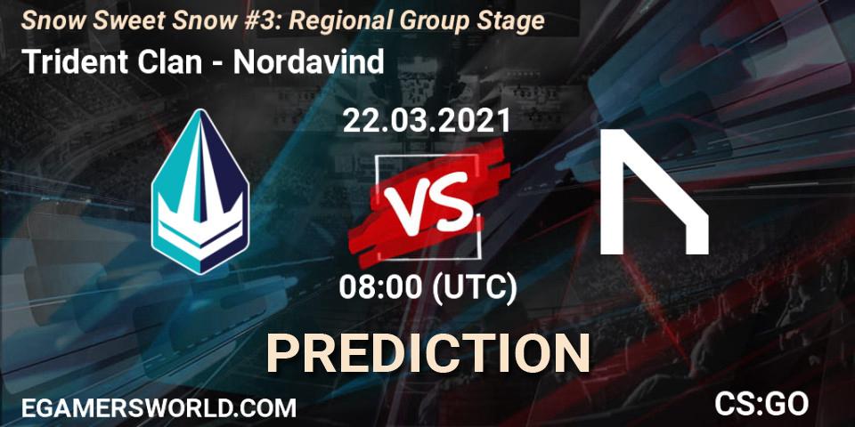 Trident Clan contre Nordavind : prédiction de match. 22.03.2021 at 08:00. Counter-Strike (CS2), Snow Sweet Snow #3: Regional Group Stage