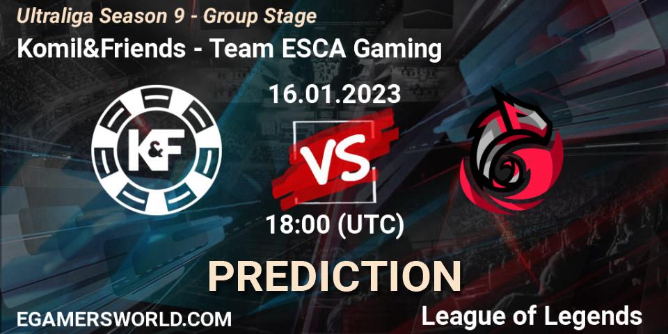 Komil&Friends contre Team ESCA Gaming : prédiction de match. 16.01.23. LoL, Ultraliga Season 9 - Group Stage