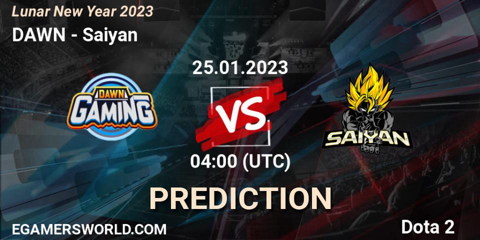 DAWN contre Saiyan : prédiction de match. 25.01.23. Dota 2, Lunar New Year 2023