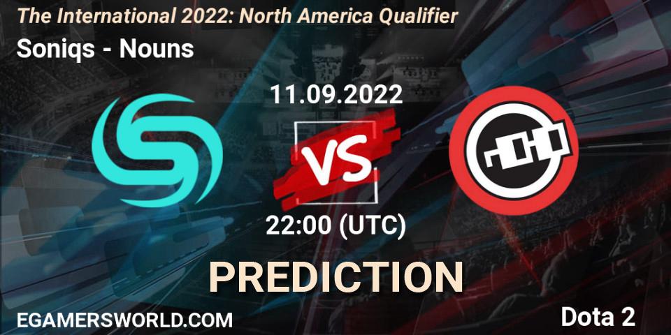 Soniqs contre Nouns : prédiction de match. 11.09.22. Dota 2, The International 2022: North America Qualifier