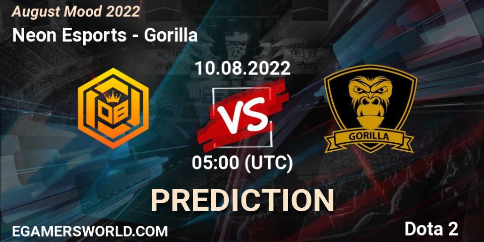 Neon Esports contre Gorilla : prédiction de match. 10.08.2022 at 05:09. Dota 2, August Mood 2022