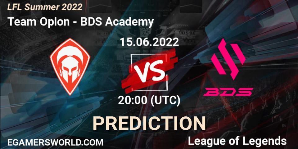 Team Oplon contre BDS Academy : prédiction de match. 15.06.2022 at 20:00. LoL, LFL Summer 2022