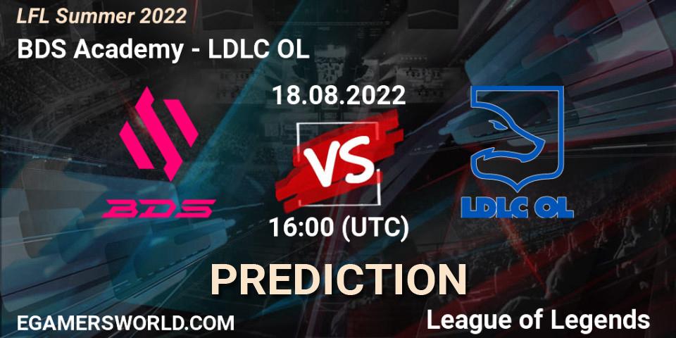 BDS Academy contre LDLC OL : prédiction de match. 18.08.2022 at 16:00. LoL, LFL Summer 2022
