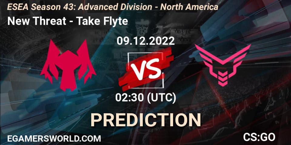 New Threat contre Take Flyte : prédiction de match. 09.12.2022 at 03:00. Counter-Strike (CS2), ESEA Season 43: Advanced Division - North America