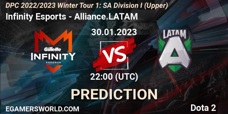 Infinity Esports contre Alliance.LATAM : prédiction de match. 30.01.23. Dota 2, DPC 2022/2023 Winter Tour 1: SA Division I (Upper) 