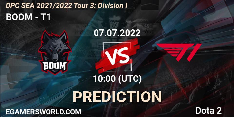 BOOM contre T1 : prédiction de match. 07.07.2022 at 10:57. Dota 2, DPC SEA 2021/2022 Tour 3: Division I