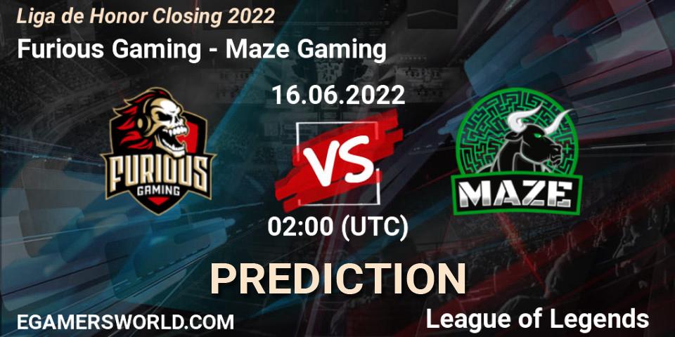 Furious Gaming contre Maze Gaming : prédiction de match. 16.06.22. LoL, Liga de Honor Closing 2022