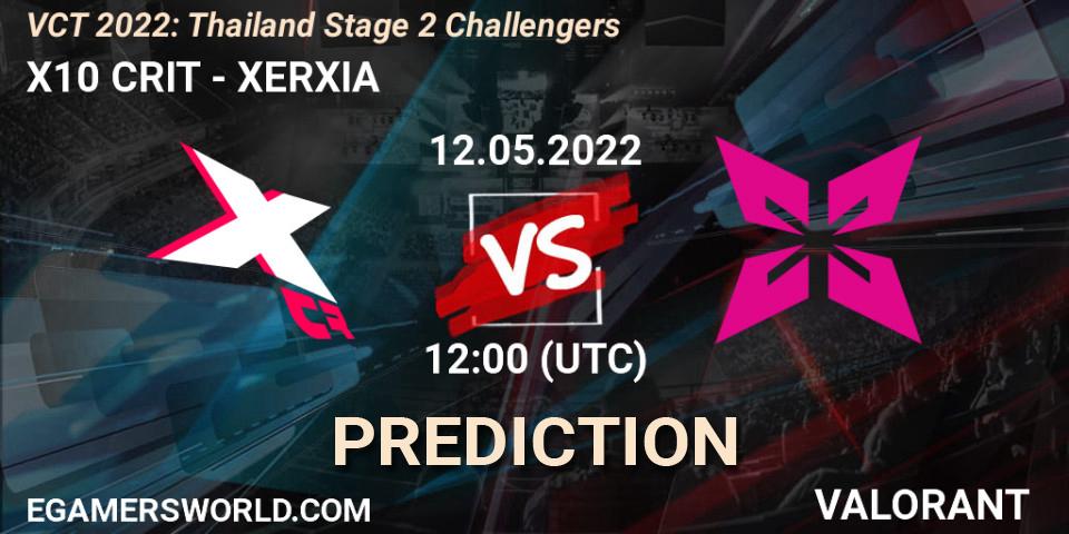 X10 CRIT contre XERXIA : prédiction de match. 12.05.2022 at 11:10. VALORANT, VCT 2022: Thailand Stage 2 Challengers