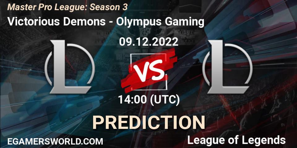 Victorious Demons contre Olympus Gaming : prédiction de match. 18.12.22. LoL, Master Pro League: Season 3