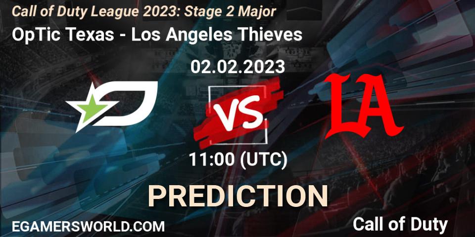 OpTic Texas contre Los Angeles Thieves : prédiction de match. 02.02.2023 at 23:00. Call of Duty, Call of Duty League 2023: Stage 2 Major