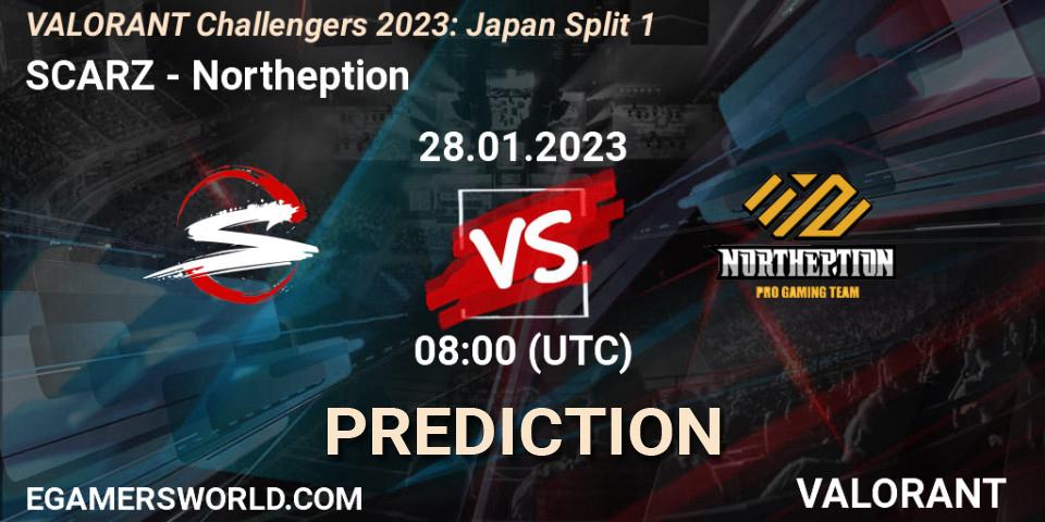 SCARZ contre Northeption : prédiction de match. 28.01.23. VALORANT, VALORANT Challengers 2023: Japan Split 1