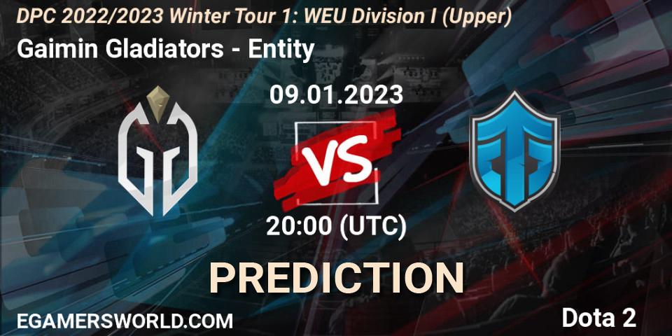 Gaimin Gladiators contre Entity : prédiction de match. 09.01.2023 at 20:03. Dota 2, DPC 2022/2023 Winter Tour 1: WEU Division I (Upper)