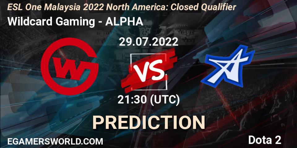 Wildcard Gaming contre ALPHA : prédiction de match. 29.07.2022 at 21:34. Dota 2, ESL One Malaysia 2022 North America: Closed Qualifier