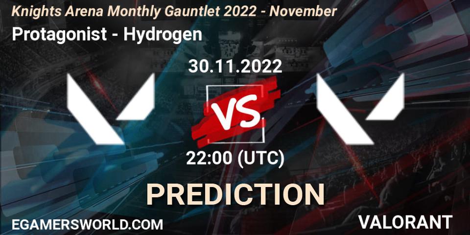 Protagonist contre Hydrogen : prédiction de match. 30.11.22. VALORANT, Knights Arena Monthly Gauntlet 2022 - November