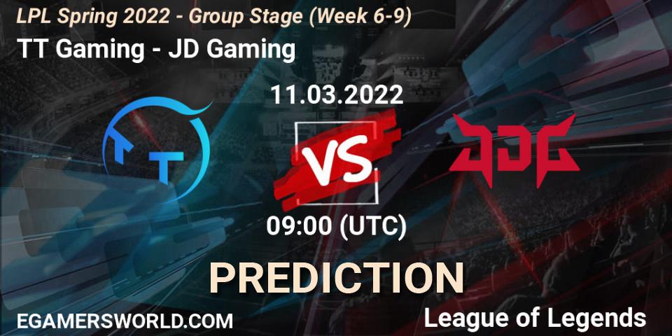 TT Gaming contre JD Gaming : prédiction de match. 11.03.2022 at 07:00. LoL, LPL Spring 2022 - Group Stage (Week 6-9)