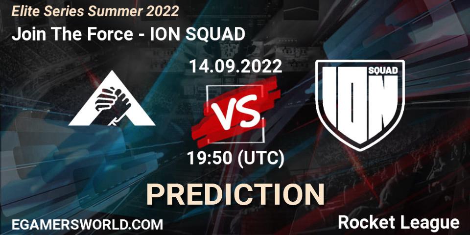 Join The Force contre ION SQUAD : prédiction de match. 14.09.2022 at 19:50. Rocket League, Elite Series Summer 2022