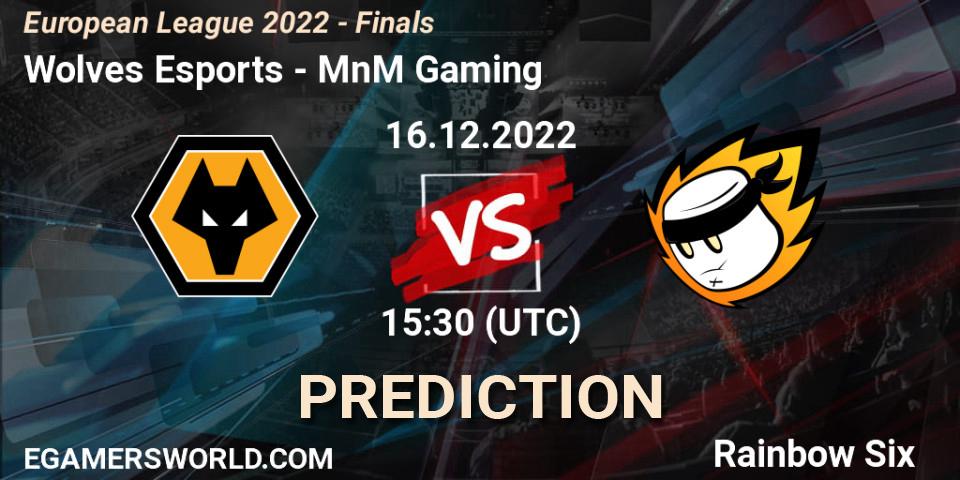 Wolves Esports contre MnM Gaming : prédiction de match. 16.12.2022 at 15:30. Rainbow Six, European League 2022 - Finals