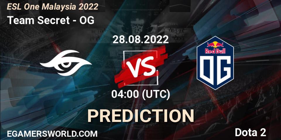 Team Secret contre OG : prédiction de match. 28.08.22. Dota 2, ESL One Malaysia 2022