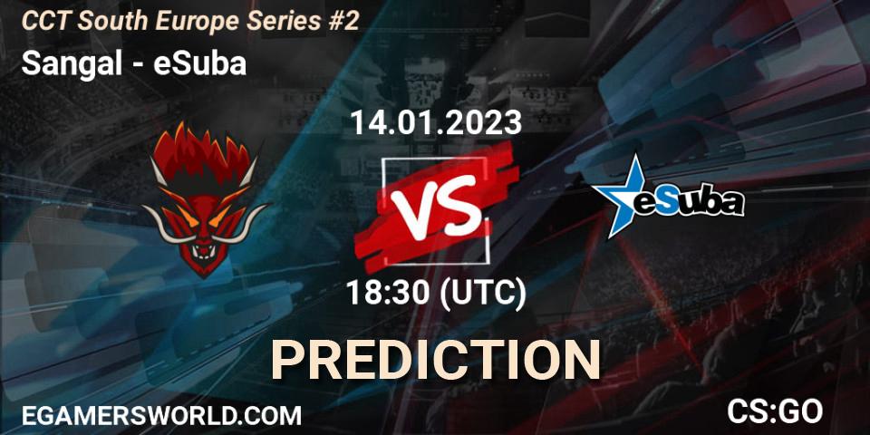 Sangal contre eSuba : prédiction de match. 14.01.2023 at 20:10. Counter-Strike (CS2), CCT South Europe Series #2