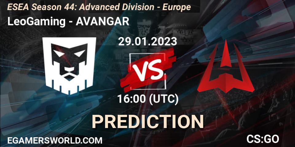 LeoGaming contre AVANGAR : prédiction de match. 29.01.23. CS2 (CS:GO), ESEA Season 44: Advanced Division - Europe