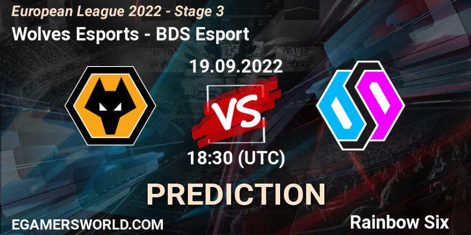 Wolves Esports contre BDS Esport : prédiction de match. 19.09.2022 at 18:30. Rainbow Six, European League 2022 - Stage 3
