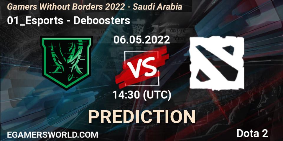01_Esports contre Deboosters : prédiction de match. 06.05.2022 at 15:30. Dota 2, Gamers Without Borders 2022 - Saudi Arabia