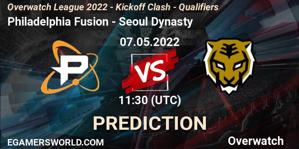 Philadelphia Fusion contre Seoul Dynasty : prédiction de match. 26.05.2022 at 10:00. Overwatch, Overwatch League 2022 - Kickoff Clash - Qualifiers