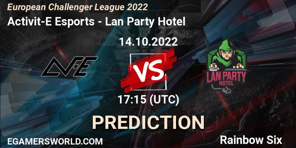 Activit-E Esports contre Lan Party Hotel : prédiction de match. 14.10.2022 at 17:15. Rainbow Six, European Challenger League 2022