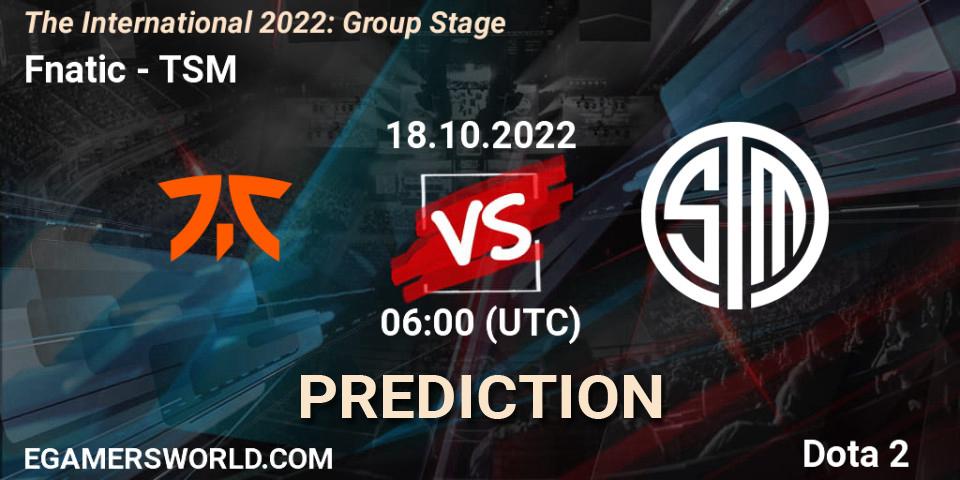 Fnatic contre TSM : prédiction de match. 18.10.2022 at 07:03. Dota 2, The International 2022: Group Stage